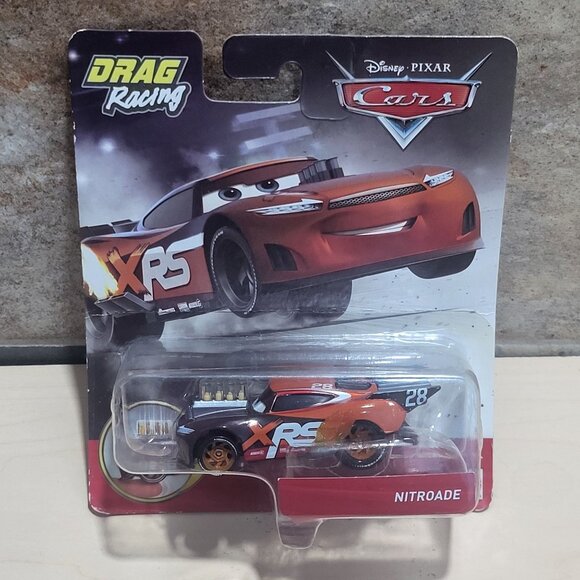 Disney Pixar Cars XRS Drag Racing Diecast Vehicle #28 Nitroade Car Tim Treadless - Picture 1 of 9